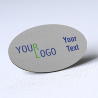 custom name tag color printed brushed aluminum silver oval shape