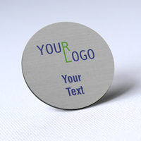 custom name tag color printed brushed aluminum silver round shape