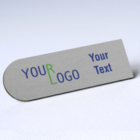 custom name tag color printed brushed aluminum silver special shape 1