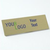 Name tag – color printed metal – aluminum brushed gold – square corners – magnetic