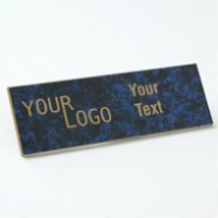 Name tag – engraved plastic Celestial Blue / Gold – square coners – magnetic