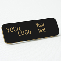 name tag engraved plastic black gold round corners
