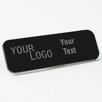 name tag engraved plastic black silver round corners