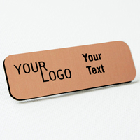name tag engraved plastic brushed copper black round corners