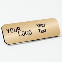 name tag engraved plastic brushed gold black round corners