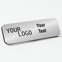 name tag engraved plastic brushed silver black round corners