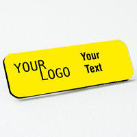 name tag engraved plastic canary black round corners