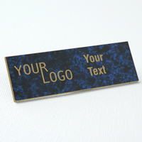 name tag engraved plastic celestial blue gold square corners