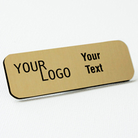 name tag engraved plastic european gold black round corners