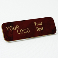name tag engraved plastic portwine gold round corners