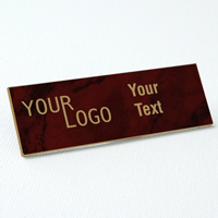 name tag engraved plastic portwine gold square corners