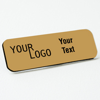 name tag engraved plastic smooth gold black round corners