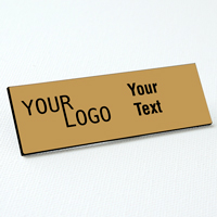 name tag engraved plastic smooth gold black square corners
