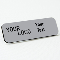 name tag engraved plastic smooth silver black round corners
