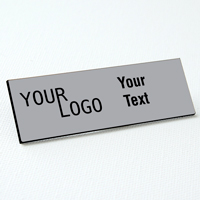 name tag engraved plastic smooth silver black square corners
