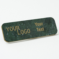 name tag engraved plastic verde gold round corners