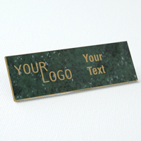 name tag engraved plastic verde gold square corners