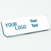 name tag engraved plastic white skyblue round corners
