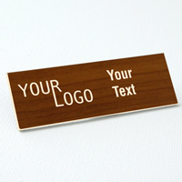name tag engraved plastic toffee wood ash square corners