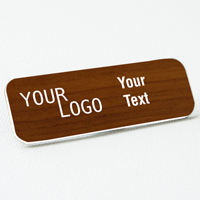 name tag engraved plastic toffee wood white round corners