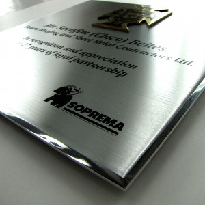 award plaque - honora - mirror - brass piece