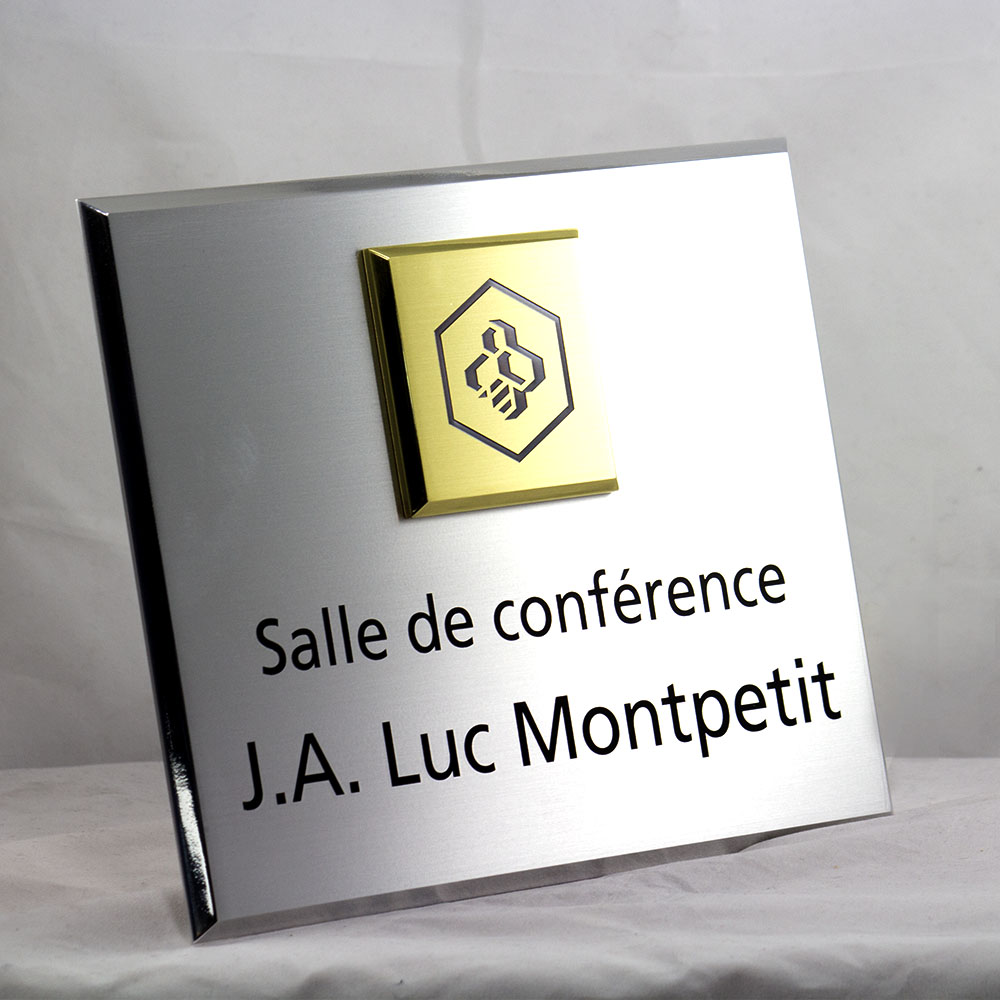 award plaque - honora - mirror - brass piece